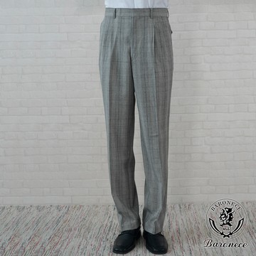 【BARONECE】英式風格打摺西褲_灰格(697112-03)