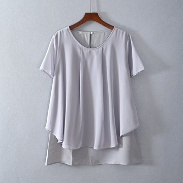 女裝寬松百搭套頭短袖圓領雪紡衫上衣服顯瘦時尚潮