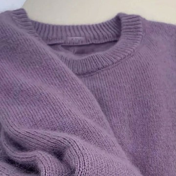 專柜撤柜高端高端秋冬季慵懶風設計感小眾毛衣紫色溫柔百搭針織衫