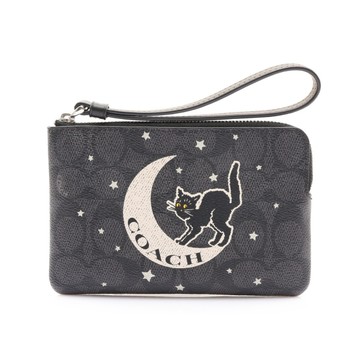 COACH 寇馳 拉鍊 手拿包 黑色 PVC塗層帆布 CW869 【二手名牌BRAND OFF】