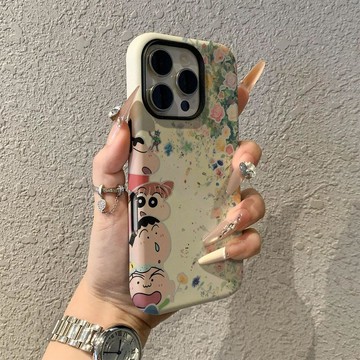 花海小新適用蘋果17promax手機殼iPhone16pro卡通菲林二合一保護套15pro女13可愛14