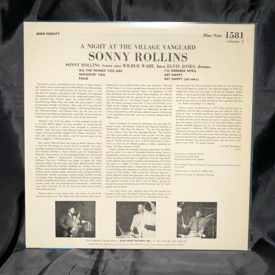 Sonny Rollins   Village Vanguard Vol.3 LP  Blue Note ・KING RECORD