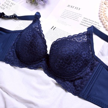 【午夜香頌】蕾絲軟鋼圈內衣 B-C 藍色 390-00