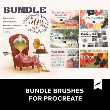 Procreate筆刷 | 129款復古粗糙顆粒噪點Procreate插畫著色筆刷套裝