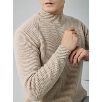 重磅半高領羊絨衫男毛衣加厚針織衫寬松保暖帥氣羊毛衫打底衫插肩