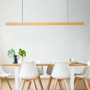 北歐風簡約現代長條LED實木吊燈松木原木辦公室書房家用燈具