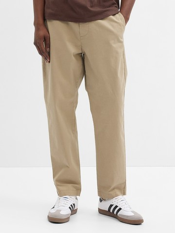 男裝 抽繩鬆緊卡其褲-卡其色