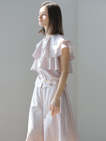 [CAIGIENNE] Wide Volume Skirt Pants [Pink Beige]