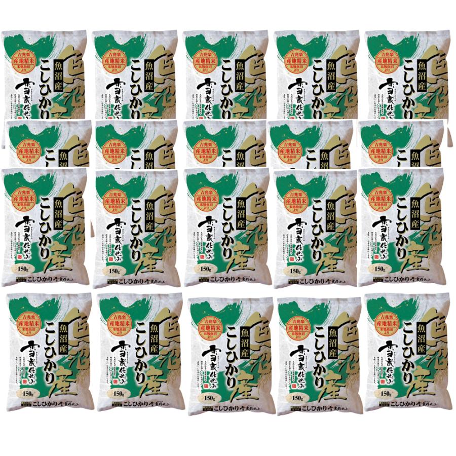 新潟 雪蔵魚沼産コシ小分けパック 150g×20 お米 お取り寄せ お土産 ギフト プレゼント 特産品