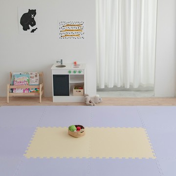 下殺1799 Pato Pato 雙色巧拼地墊 | 厚度3cm 4入提袋組 | 鵝黃&紫/嬰兒地墊/寶寶爬行墊/巧拼地墊