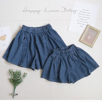 女大童 韓版甜美滾邊造型牛仔短褲 春夏童裝 韓版童裝 女童短褲 女童牛仔褲 女童外出褲 春夏短褲