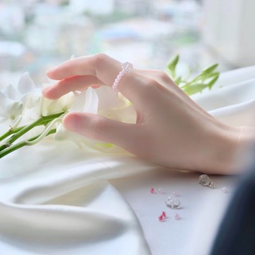 【粉紅心湖】粉晶×閃靈鑽水晶戒指│Septetone原創明幻系列 禮物