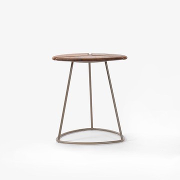 艾禮思複合金屬三角茶几 胡桃木 小