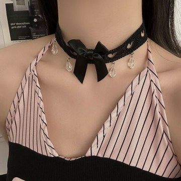 【台灣公司 可打統編】免運 蕾絲鏤空愛心蝴蝶結項鏈女choker頸鏈項圈脖子配飾項飾鎖骨鏈飾品 可開發票 全館五折 工廠現貨直銷 新品特價 z9211