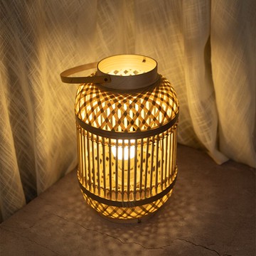 異麗日式田園竹編臺燈 會所酒店臥室書房 創意床頭燈 現代個性溫