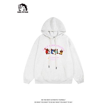 SALT美式學院風小熊連帽衛衣女初秋新款卡通甜酷風加絨帽衫上衣潮