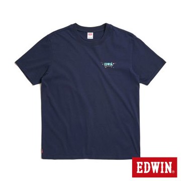 EDWIN 男裝 加大碼 夏日印花短袖T恤-丈青色