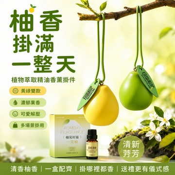 【現貨】【柚子擴香石禮盒】香氛擴香掛件＋5ml柚香精油｜車載香氛 衣櫃香氛 室內芳香 車用吊掛 居家擴香 香氛禮物