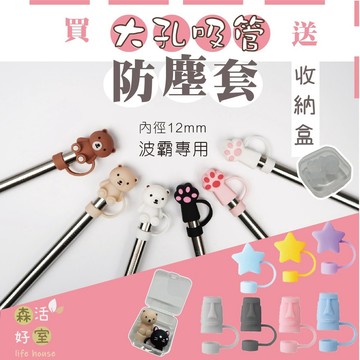 🇹🇼現貨 12mm 波霸吸管套 買就送收納盒 吸管套防塵套 粗吸管防塵套 不鏽鋼吸管套 玻璃吸管套 冰霸杯 粗吸管套