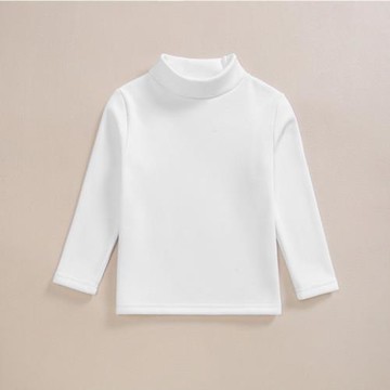 加絨兒童打底衫秋冬圓領長袖白色t恤純棉男 女童半高領加厚保暖衣
