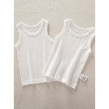 白色無熒光純棉背心短袖男童寶寶睡衣遮肚打底衫無袖貼身上衣透氣