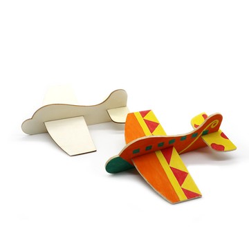 台灣出貨 手工DIY空白木質拼插飛機 兒童繪畫DIY木飛機 木質彩繪塗鴉飛機白坯模型