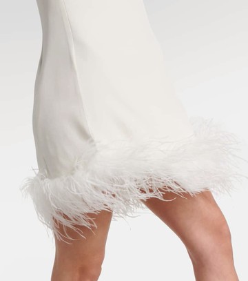 Rixo Bridal Candice feather-trimmed silk minidress