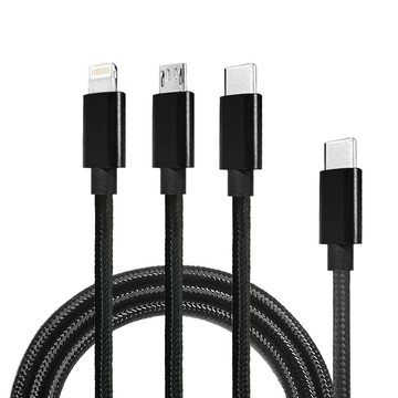 TENGOKU 超強韌USB-C三合一1.2M編織快速充電線