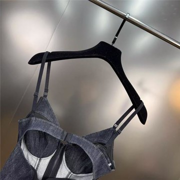 柚子mm2025年夏季時尚復古時髦深藍拼接網紗收腰顯瘦牛仔拼接吊帶