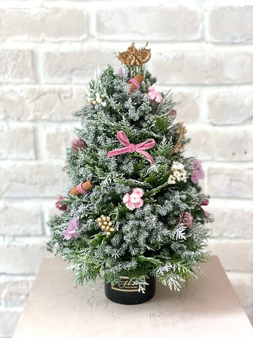 玫瑰粉 北國乾燥混合松聖誕樹 (S)-預購 12/01後依序出貨