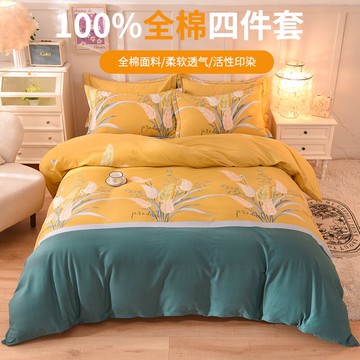 四件套純棉磨毛加厚家用可裸睡冬季2021新款保暖床單被套床上用品