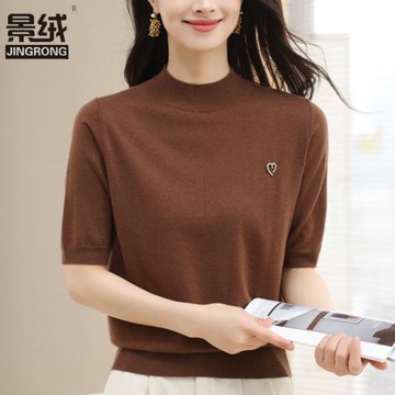 早春新款中袖針織衫女氣質上衣百搭大碼中年媽媽毛衣打底羊毛衫薄