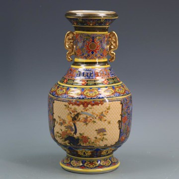 清雍正琺瑯彩花鳥瓷王瓶復古仿古瓷器家居裝飾擺件收藏古董古玩1入