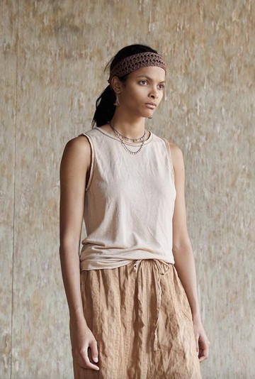 復古文青 漢麻針織背心 卷邊休閒上衣