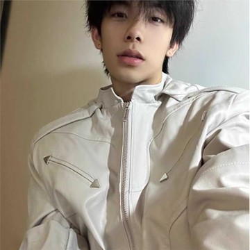 短款工裝皮衣外套男春秋季vibe風男生白色美式vintage飛行員夾克