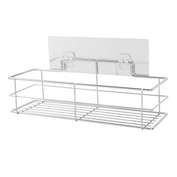 HIKARI 日光生活 魔術無痕貼 廚衛瓶罐置物架 免釘免鑽 不傷牆面 超強貼力 鐵線鍍鉻 適用於玻璃、瓷磚、不鏽鋼、鏡子、冰箱等光滑表面  30 x 10.5 x 10cm  銀色  1個