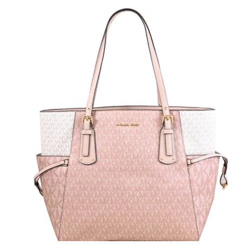 MICHAEL KORS VOYAGER 細閃撞色印花雙側袋托特包.芭蕾粉