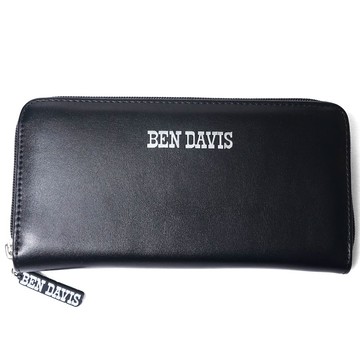 BEN DAVIS BDW-8396-01 LONG WALLET 膠標文字 拉鍊 長夾 (黑色)