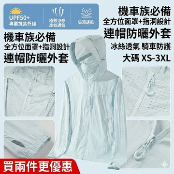 【台灣發貨 】機車族必備 涼感防曬衣 全方位面罩+指洞設計 連帽防曬外套 冰絲透氣 騎車防護 拉鏈口袋 大碼XS-3XL