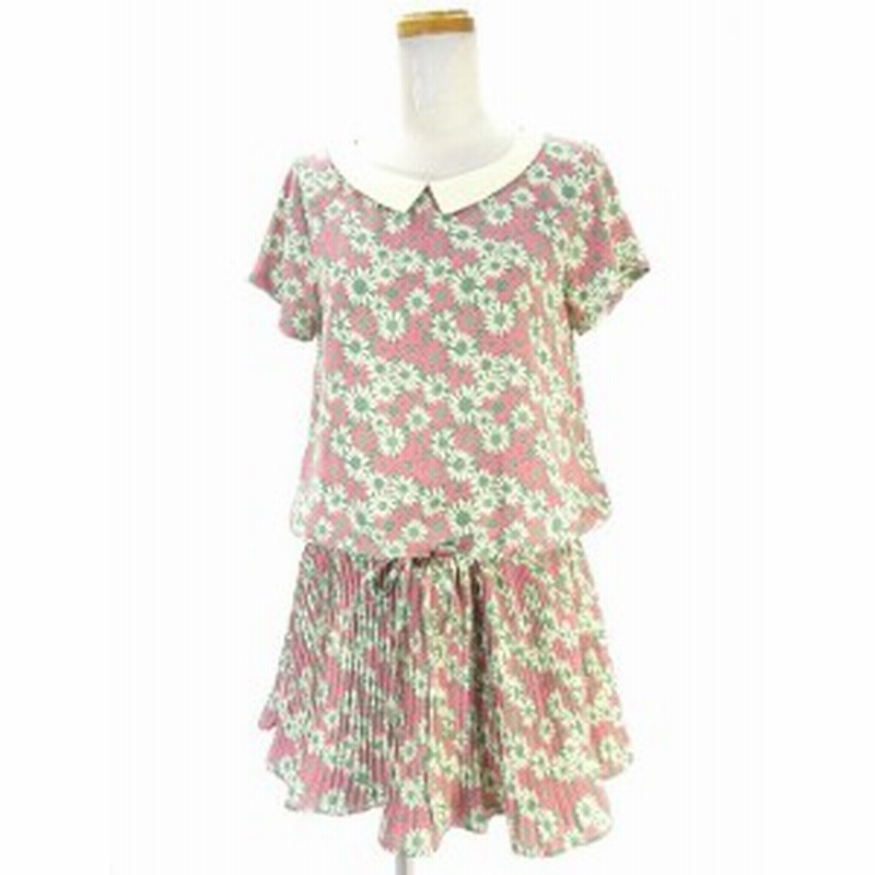 中古 レイビームス Ray Beams ワンピース 半袖 花柄 プリーツ ミドル 膝丈 ミントグリーン ピンク レディース 通販 Lineポイント最大1 0 Get Lineショッピング