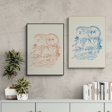 【Lingoooo插畫/動物插畫】Febbi | 015 狗狗貓貓擠一團