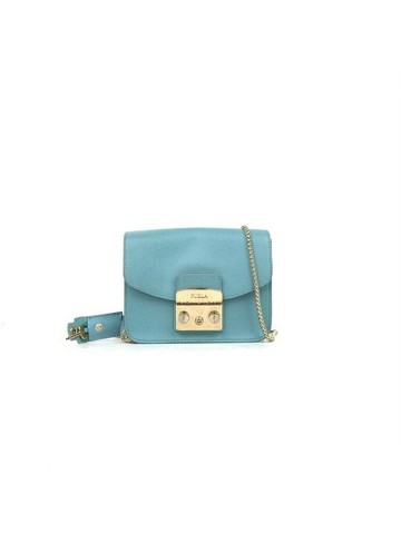 furla 藍色 Metropolis 皮革鍊條肩背包