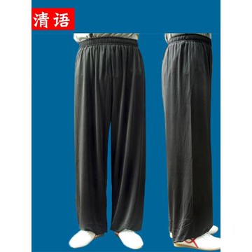 清語太極褲女春夏棉麻紗太極拳服武術燈籠褲寬松中老年練功褲男秋