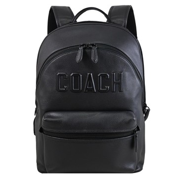 COACH CV928 CHARTER 立體LOGO雙層拉鍊商旅後背包.黑