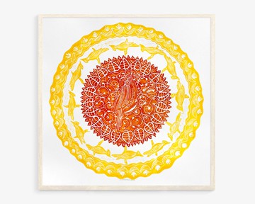 黃紅鸚鵡原創藝術品油氈印刷植物花卉牆藝術裝飾