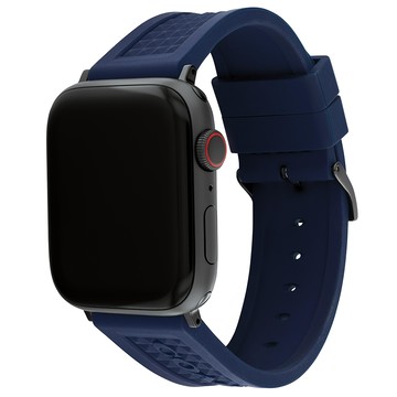 COACH Apple Watch 錶帶 42/44/45mm適用 海軍藍x黑扣 矽膠錶帶(不含手錶)