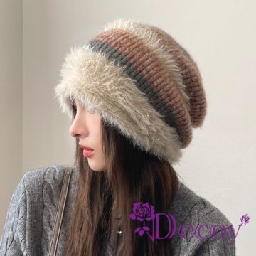 Decoy 時尚毛絨 顯臉小針織包頭推推毛帽 顏色可選