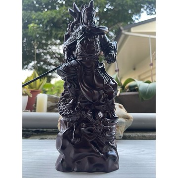 【石至名歸】 台灣現貨 實體店面 黑檀木御龍關公 高30公分（附收藏盒）關聖帝君 武財神 關公擺件 神像 關公