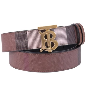 BURBERRY 8062349 金屬TB塗層皮革皮帶.樺木棕