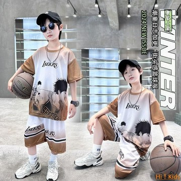 【Hi！Kids】男童夏季寬松套裝速干衣籃球服流川楓中大童運動服短袖短褲兩件套